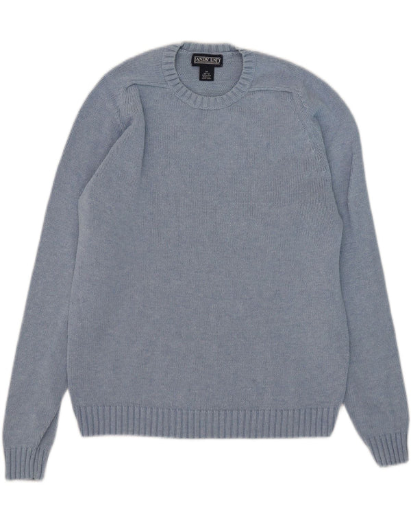 Lands End Dame Jumper Sweater UK 10/12 Medium Blue Cotton