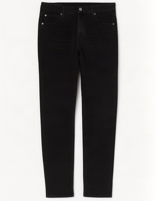 Zara Dame Højtaljede Slim Jeans EU 40 Medium W30 L30 Sort Bomuld