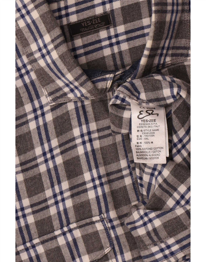 Yes Zee Herre Flanelskjorte 2XL Grå Ternet Bomuld