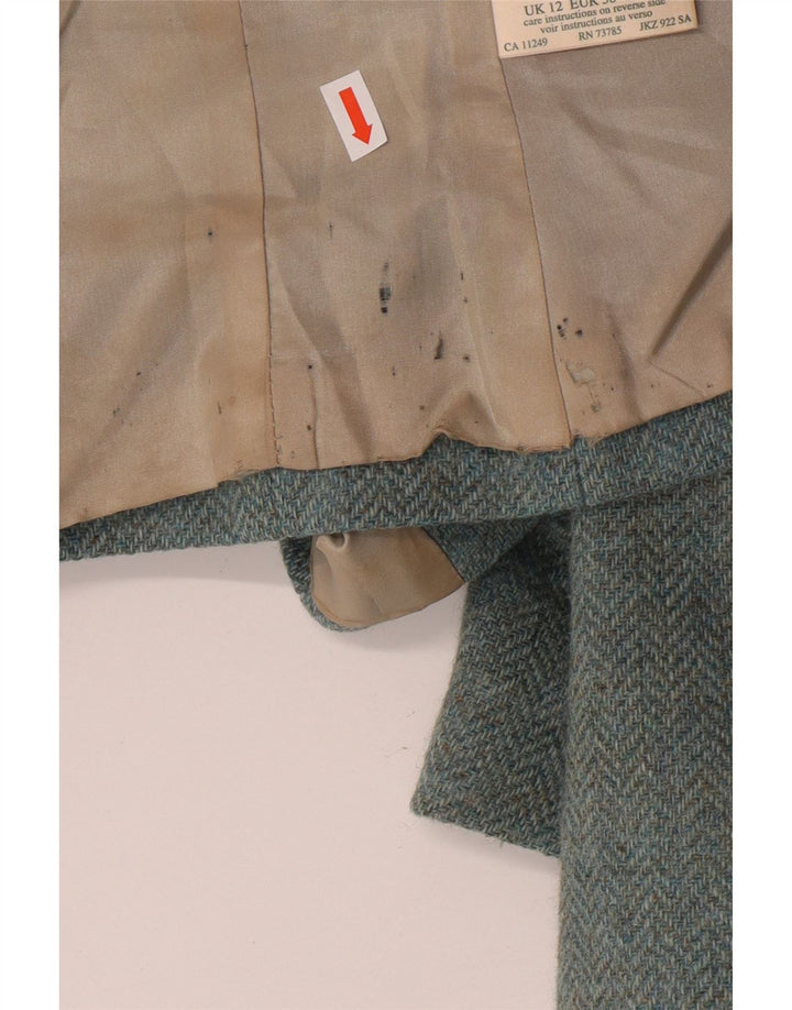 LAURA ASHLEY Dame Crop 3-knaps blazerjakke UK 12 Medium Blue Wool