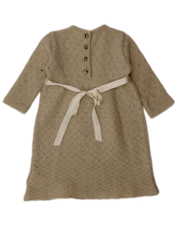 Roberto Cavalli Pige Jumper Kjole 11-12 År Off Hvid Blomsteruld