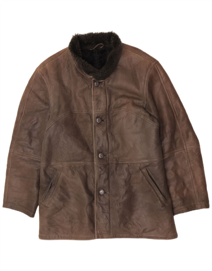 Vintage Herre Shearling Jacket UK 40 Large Brown
