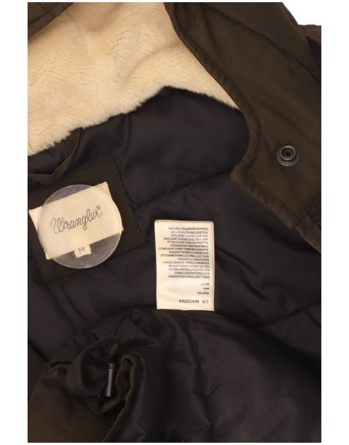 WRANGLER Parkajakke med hætte til kvinder UK 14 Medium Khaki Bomuld