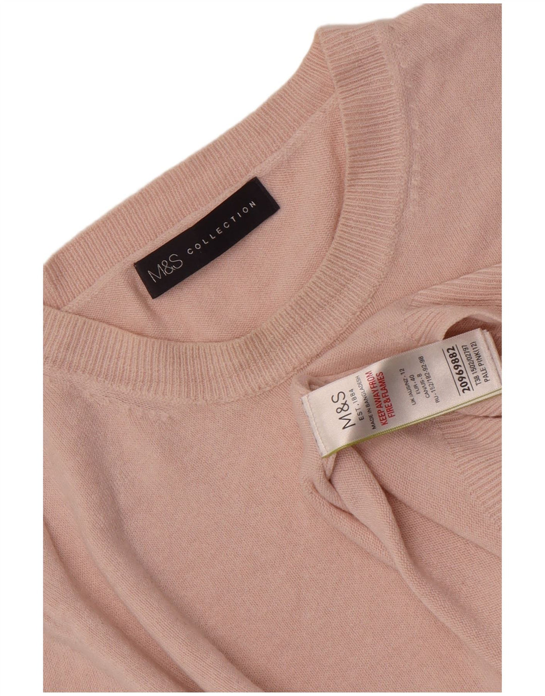 Marks & Spencer Dame sweater med rund hals DK 12 Medium Pink Akryl