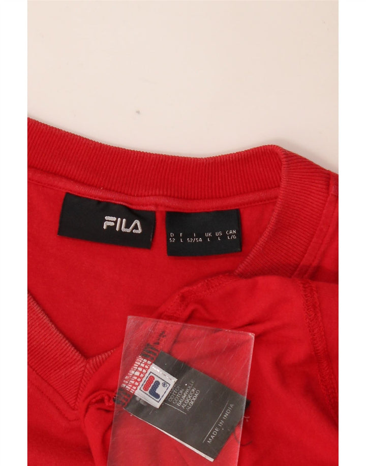 FILA Herre Grafisk T-Shirt Top Stor Rød Bomuld