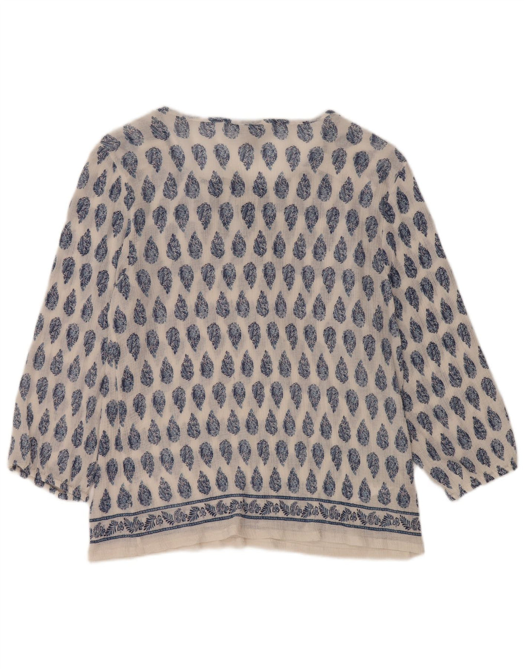 TOMMY BAHAMA Dame 3/4-ærmet blusetop UK 16 Stor hvid Paisley Bomuld