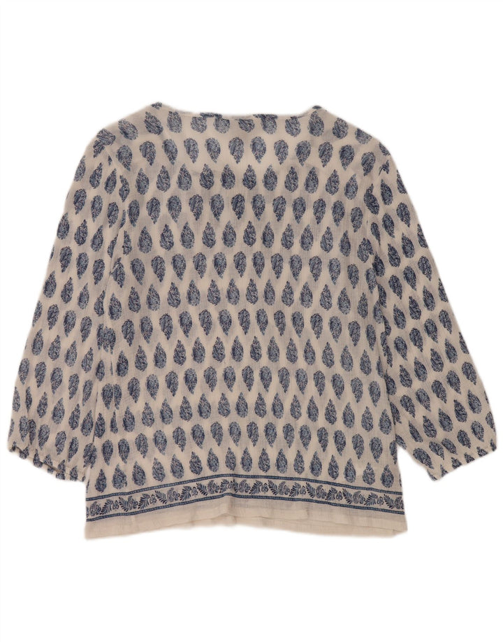 TOMMY BAHAMA Dame 3/4-ærmet blusetop UK 16 Stor hvid Paisley Bomuld