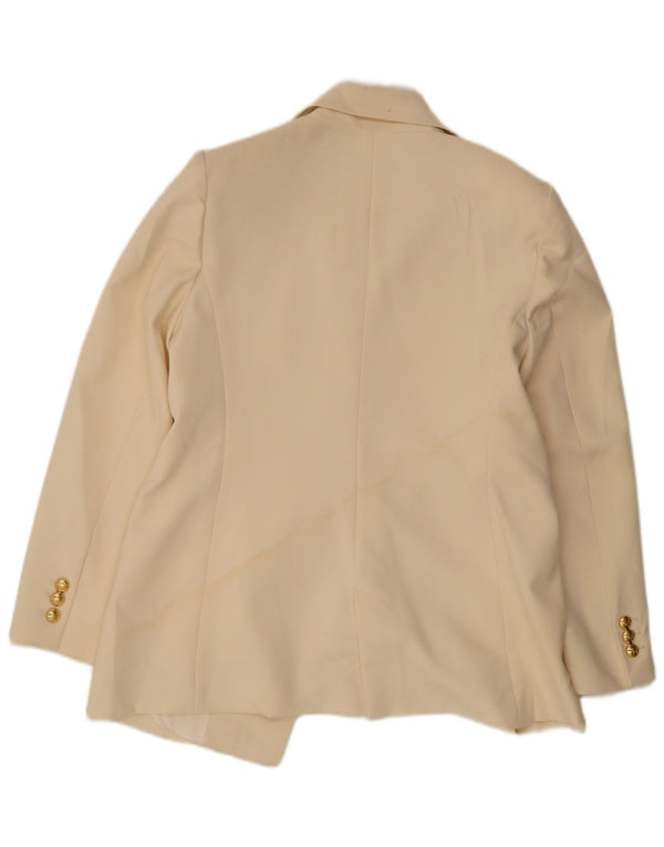 Zara Dame Dobbeltradet Blazer Jacket UK 14 XL Off White Polyester