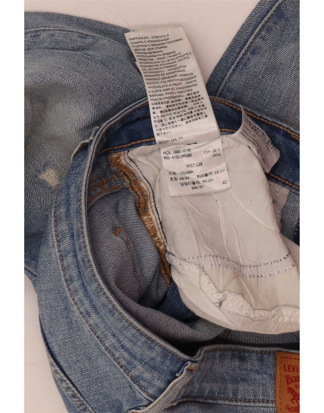 Levi's Womens 711 Distressed Slim Jeans W27 L28 Blå Bomuld