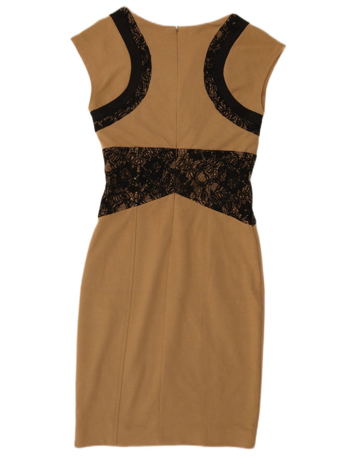 Oasis Womens Sheath Dress UK 8 Small Brown Colourblock Polyester