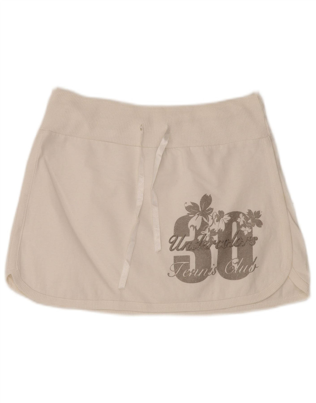 BENETTON Dame Grafisk Mini Tennis Nederdel UK 12 Medium White Floral