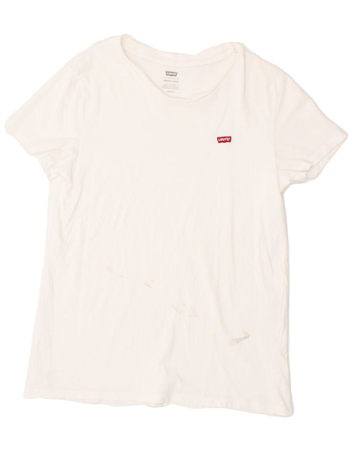 LEVI'S Womens T-Shirt Top UK 10 Small White Cotton Vintage Levi's and Second-Hand Levi's from Messina Hembry 