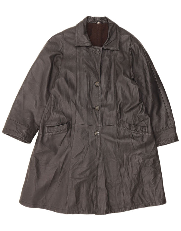 Vintage læderfrakke til kvinder UK 16 Large Black