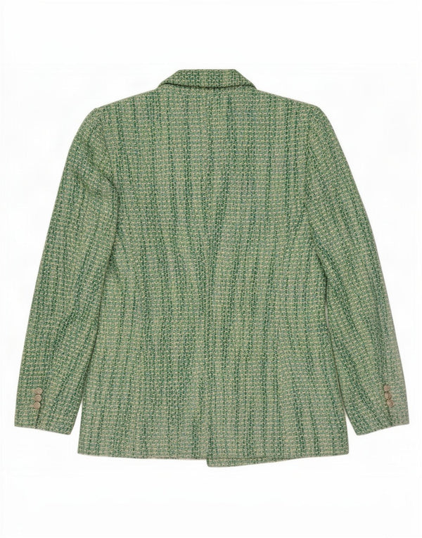 Zara Dame Dobbeltradet Blazer Jacket UK 12 Medium Grøn Bomuld