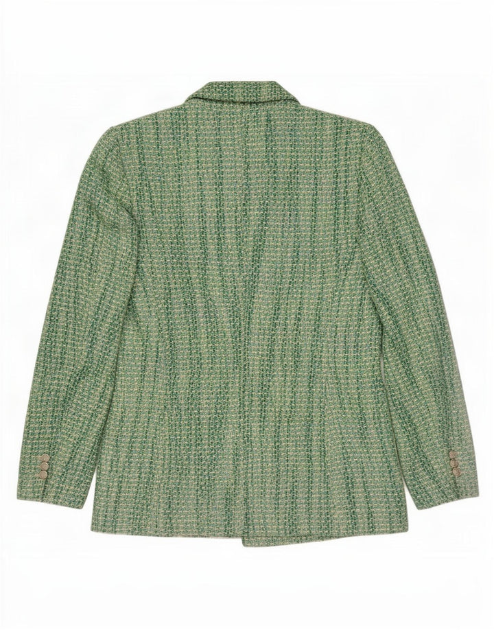 Zara Dame Dobbeltradet Blazer Jacket UK 12 Medium Grøn Bomuld