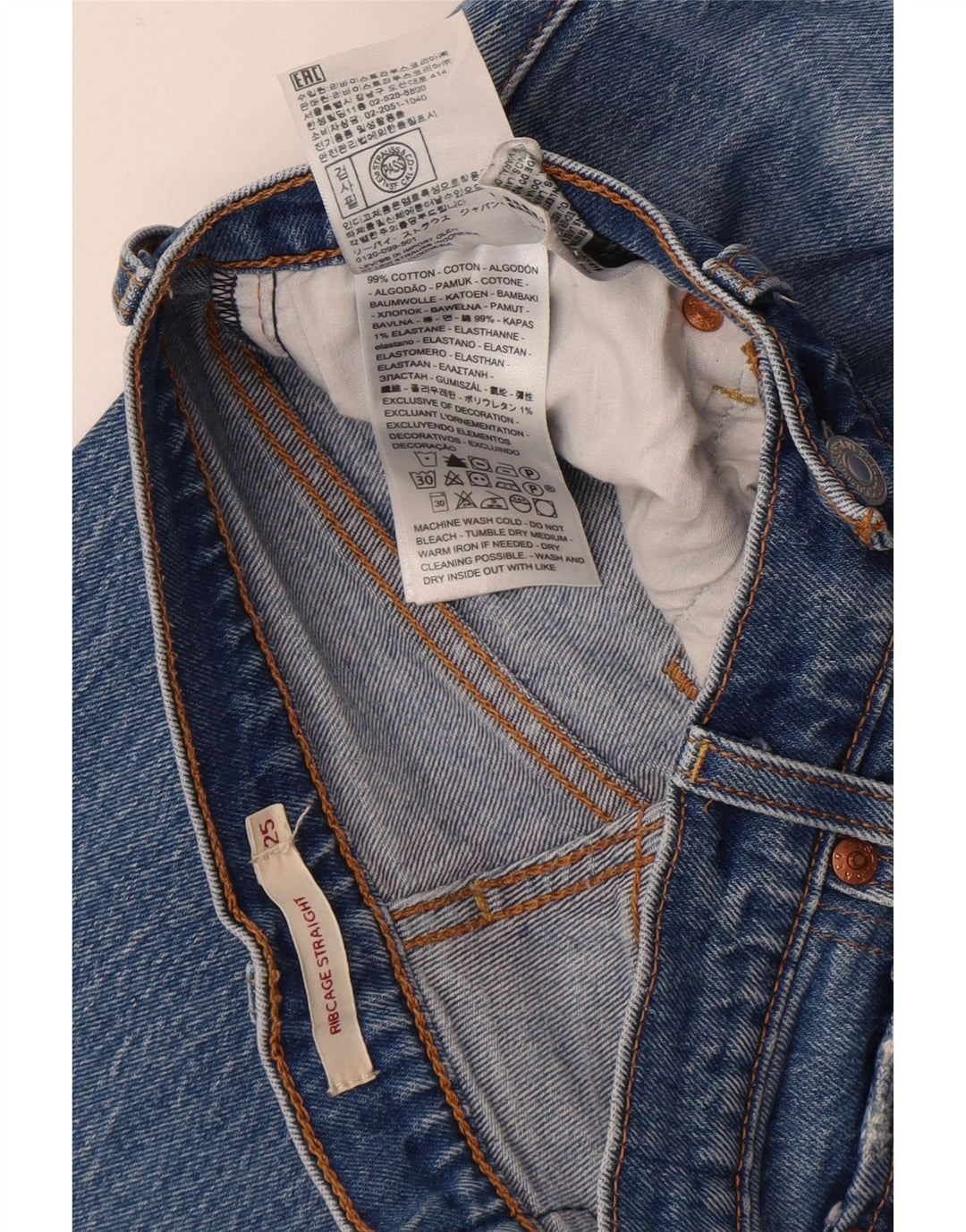 Levi's Dame Ribcage Straight Jeans W25 L27 Blå Bomuld