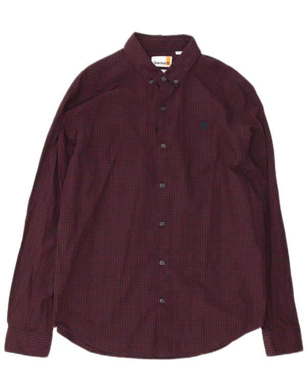 Timberland Herre Regular Fit Skjorte Large Burgundy Gingham Cotton