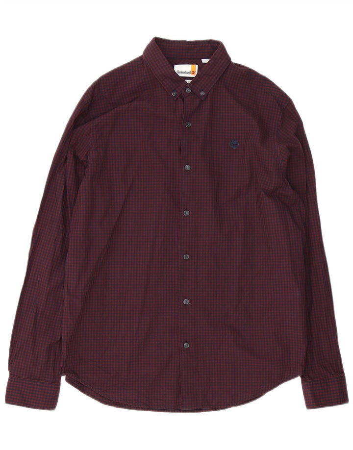Timberland Herre Regular Fit Skjorte Large Burgundy Gingham Cotton