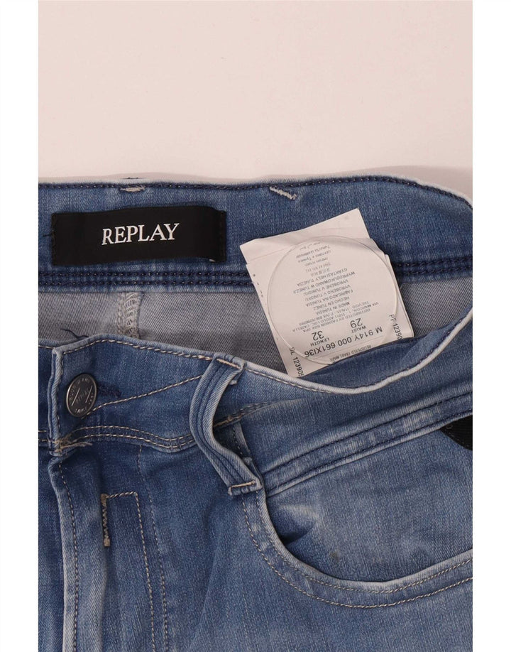 Replay Dame Slim Jeans W29 L32 Blå Bomuld