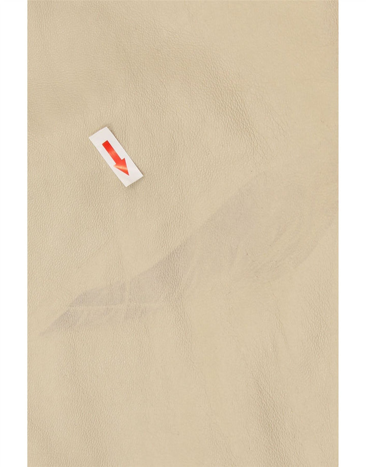 Vintage læderjakke med hætte til kvinder IT 46 Stort beige læder