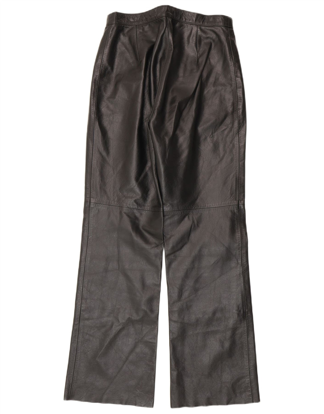 Vintage Dame Bootcut Læderbukser IT 44 Medium W28 L30 Sort Læder