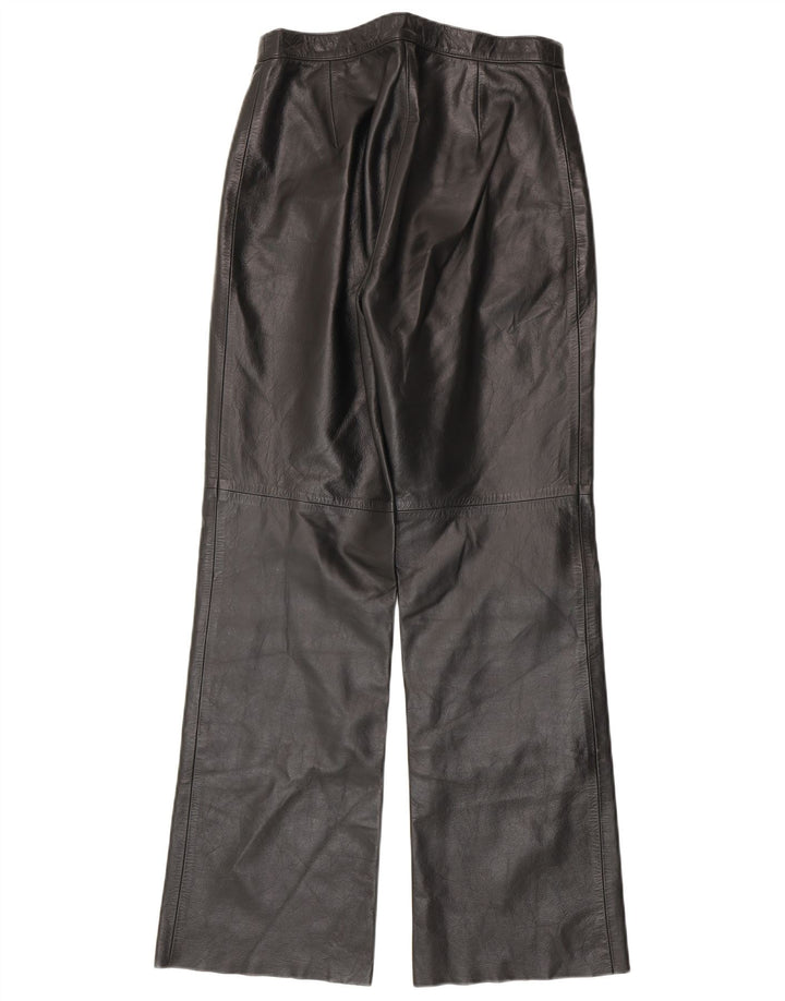 Vintage Dame Bootcut Læderbukser IT 44 Medium W28 L30 Sort Læder