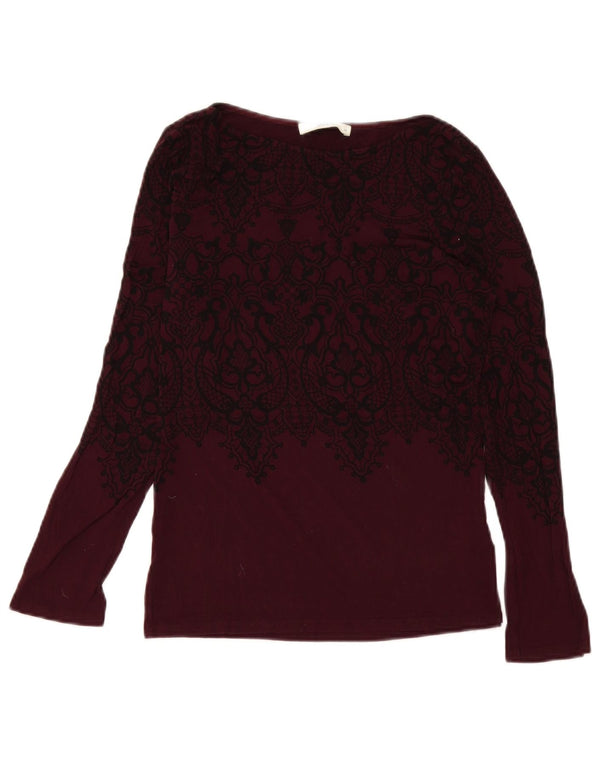 Oasis Dame Top Langærmet UK 12 Medium Burgundy Paisley Viscose