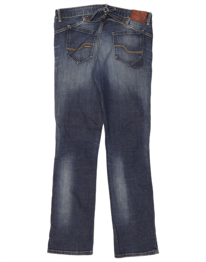 Fedt ansigt Dame almindelige lige jeans UK 12 Medium W34 L32 Blå Bomuld