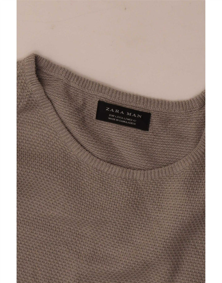 Zara Herre Boat Neck Jumper Sweater Stor Grå