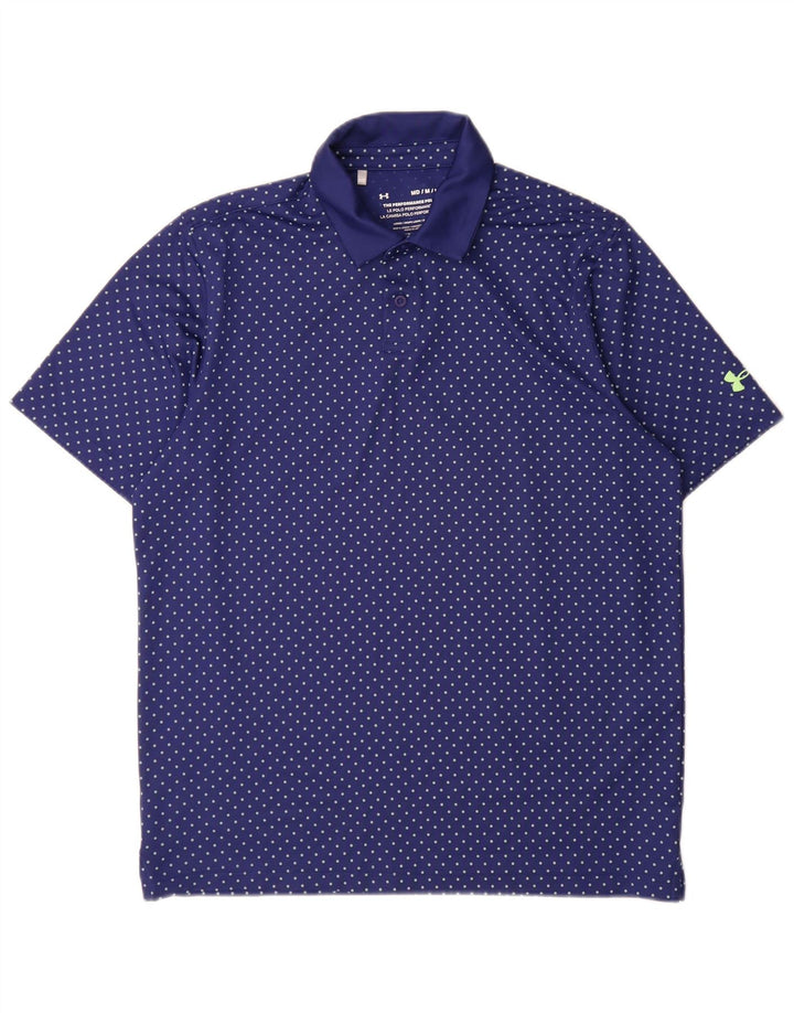Under Armour Herre Heat Gear Polo Shirt Medium Blue Spotted Polyester