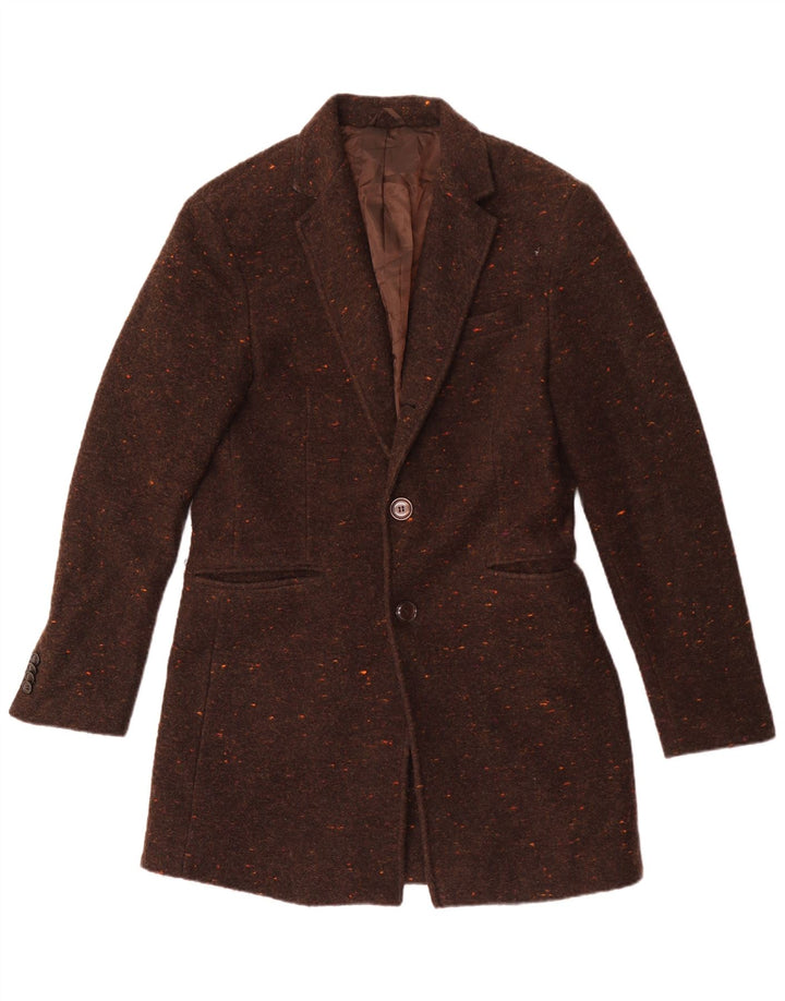 Zara Herre 2-knaps blazerjakke UK 38 Medium Brown Flecked Wool