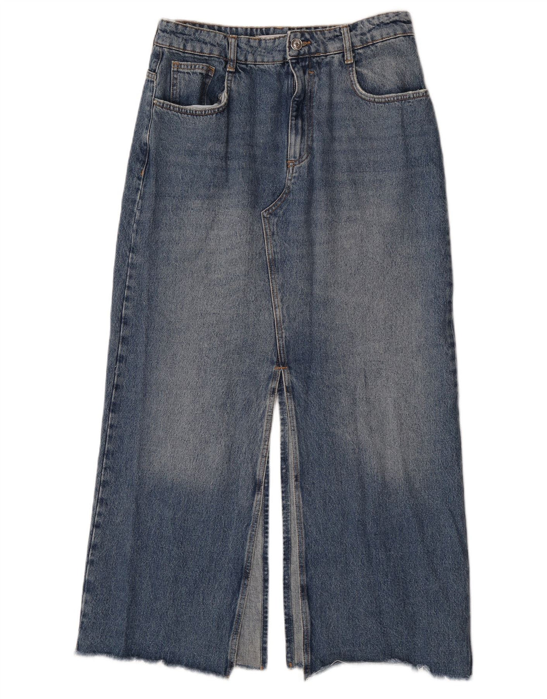 Zara Dame Denim Nederdel Large W30 Blå