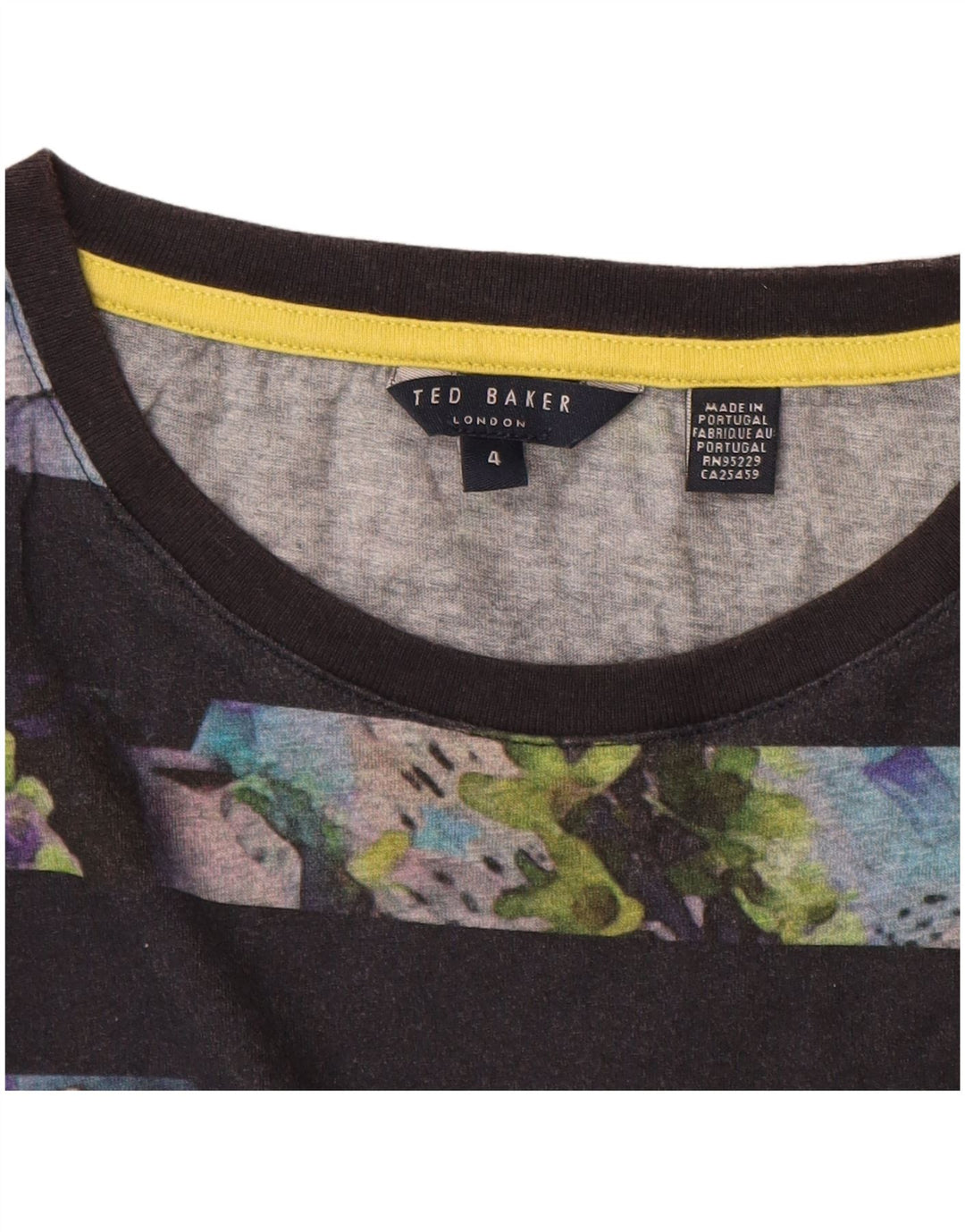 Ted Baker Herre T-Shirt Top Størrelse 4 Stor Marineblå Stribet