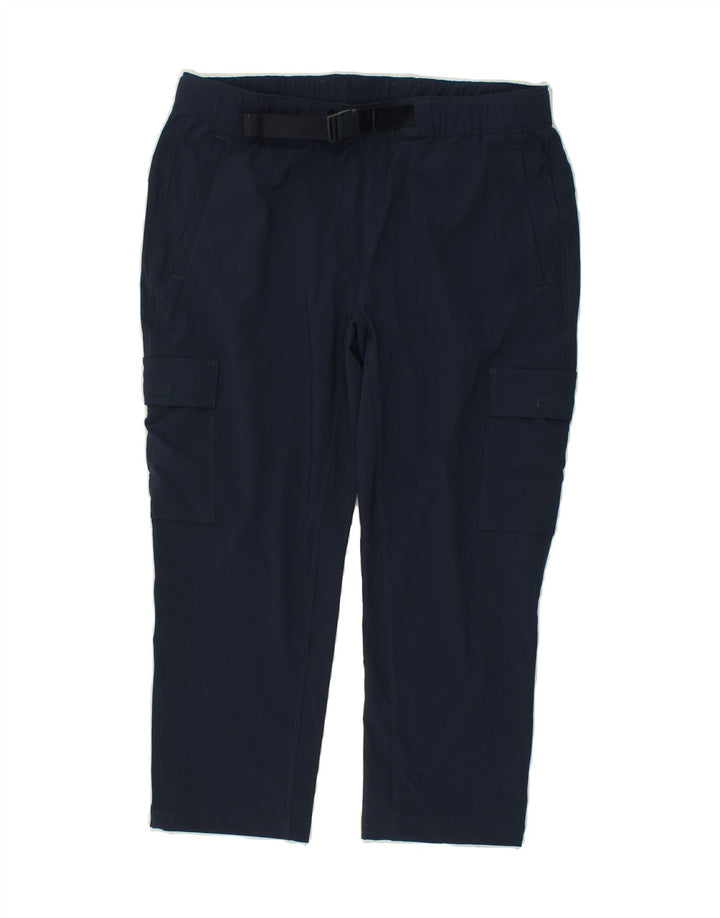 EDDIE BAUER Womens Slim Cargo Trousers US 12 Large W34 L23 Navy Blue Vintage Eddie Bauer and Second-Hand Eddie Bauer from Messina Hembry 