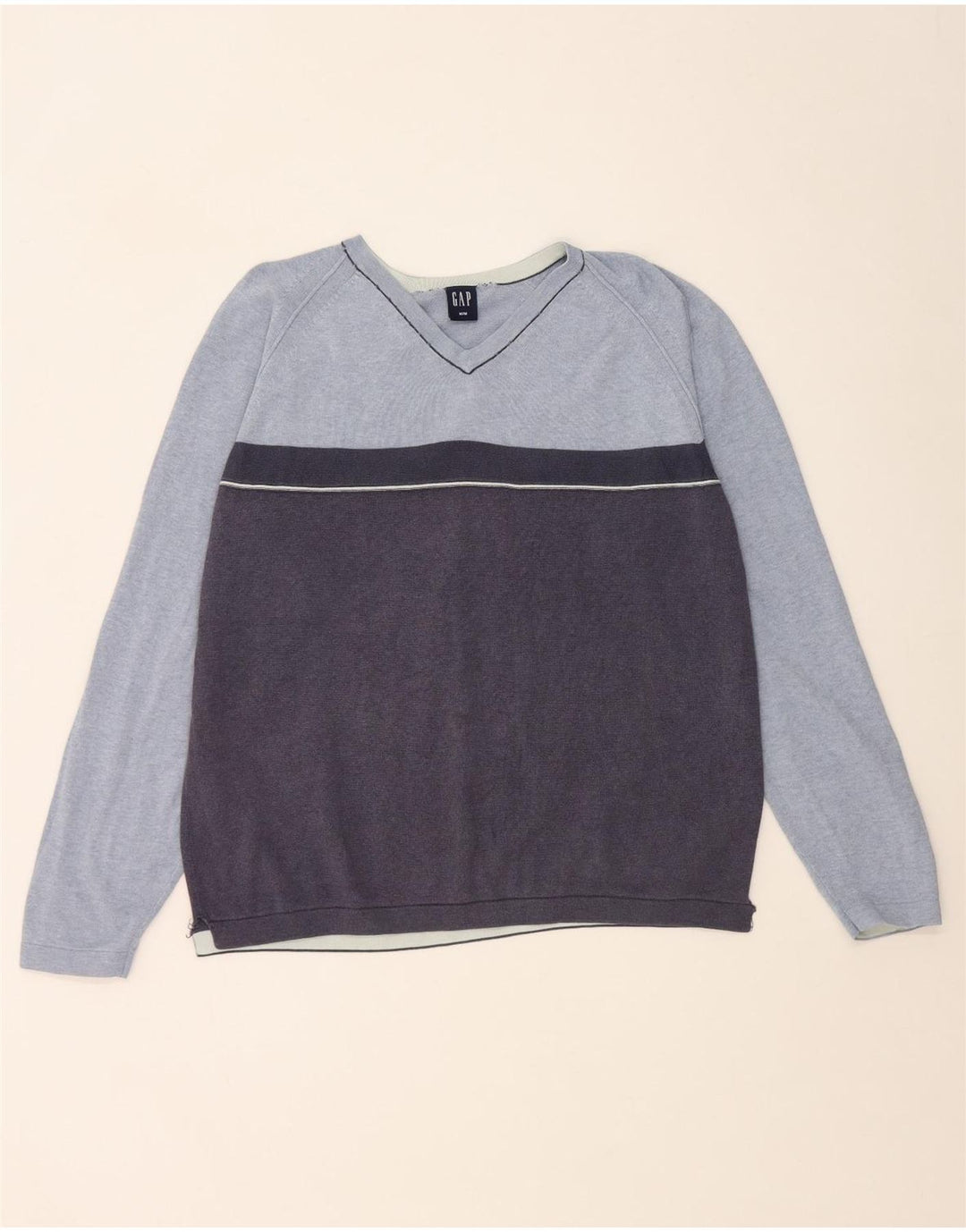 Gap Herre V-hals sweater Medium Blue Colourblock Bomuld