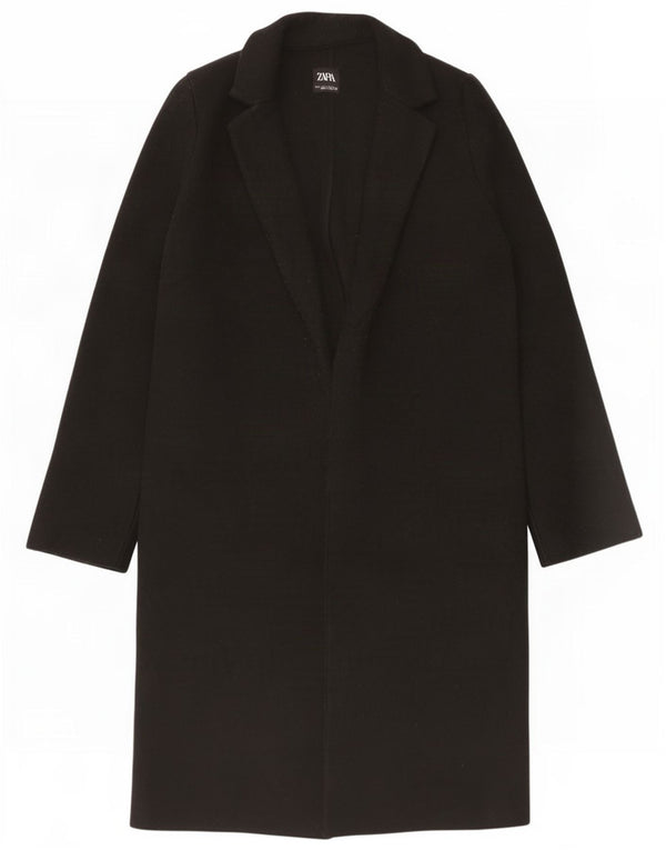 Zara Womens Open Overcoat UK 10 Small Black Polyester