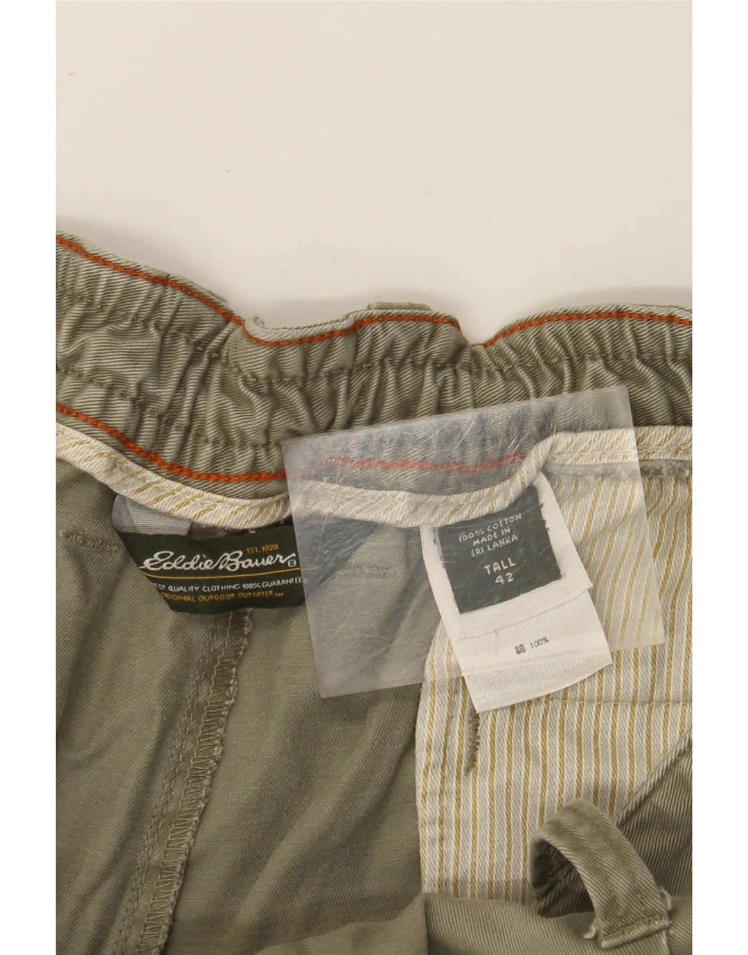 Eddie Bauer Herre høje pind chino shorts W42 2XL Khaki Bomuld