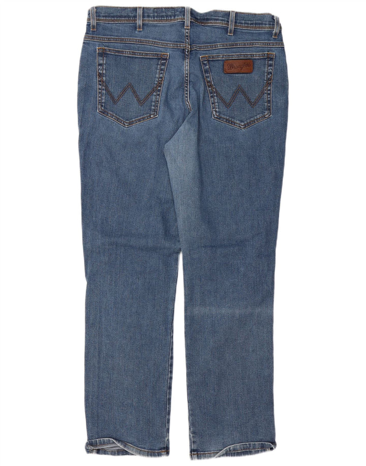Wrangler Herre Texas Stretch Straight Jeans W38 L32 Blå Bomuld