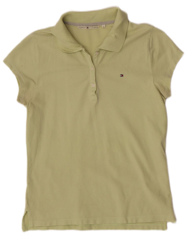 Tommy Hilfiger Dame Polo Shirt UK 14 Stor Grøn Bomuld