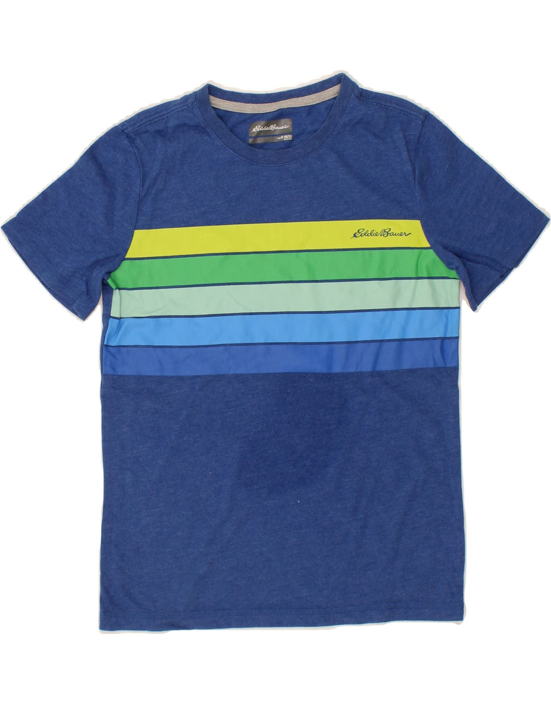 EDDIE BAUER Boys T-Shirt Top 10-11 Years Medium Navy Blue Striped Cotton Vintage Eddie Bauer and Second-Hand Eddie Bauer from Messina Hembry 