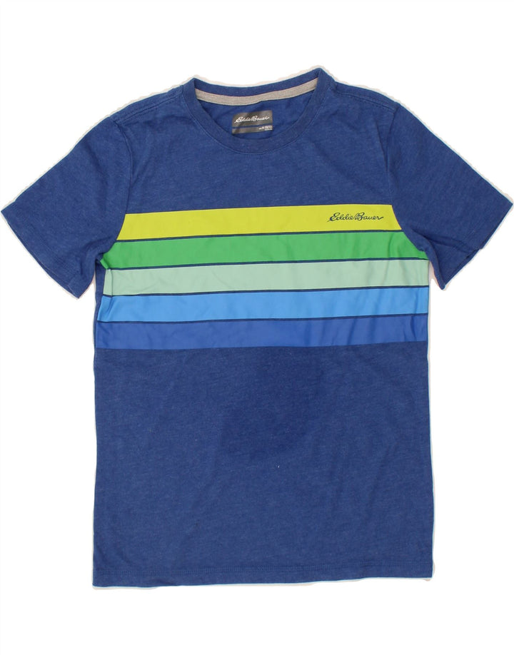 EDDIE BAUER Boys T-Shirt Top 10-11 Years Medium Navy Blue Striped Cotton Vintage Eddie Bauer and Second-Hand Eddie Bauer from Messina Hembry 