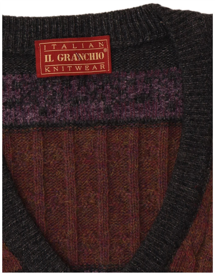 Il Granchio Herre V-hals sweater Large Grey Fair Isle