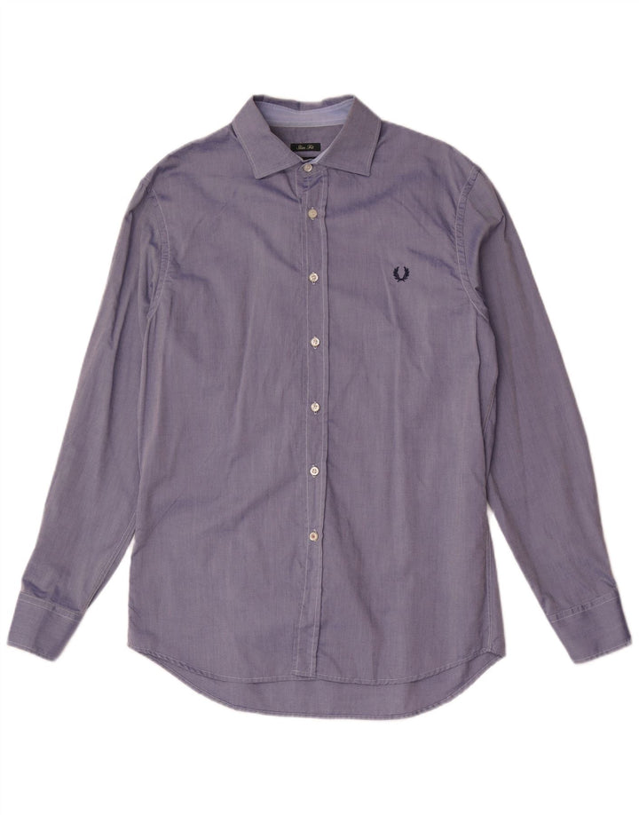 Fred Perry Herre Slim Fit skjorte Stor blå bomuld