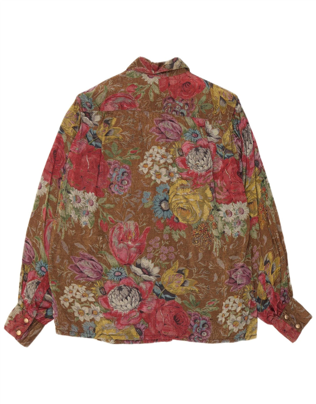 Vintage dameskjorte bluse UK 12 Medium Multicolored Floral Viscose