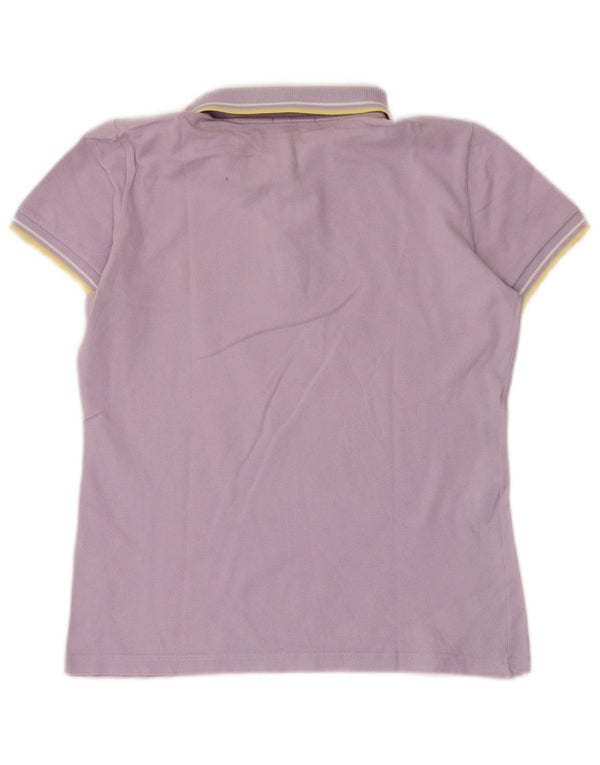 Fred Perry Womens Crop Polo Shirt UK 12 Mellem lilla stribet bomuld