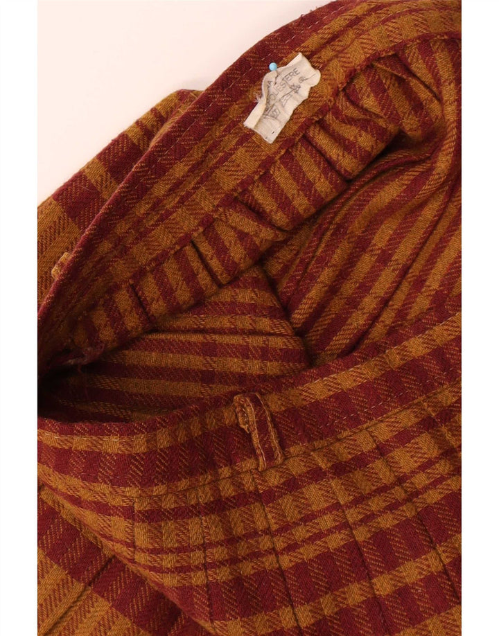 Vintage kvindekniv plisseret nederdel W28 Medium brun plaiduld