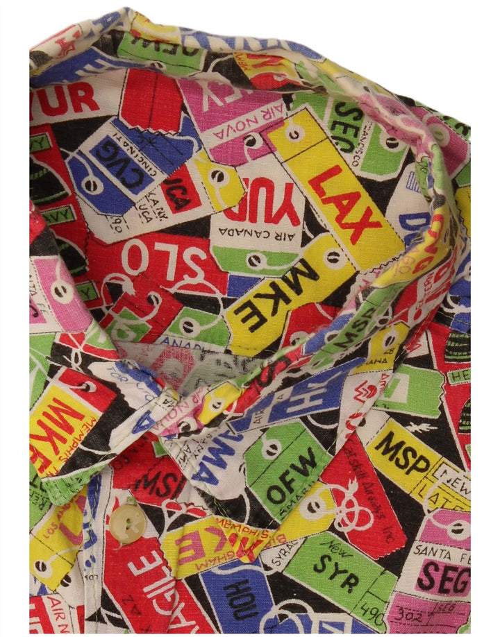 VINTAGE Kortærmet skjorte med abstrakt mønster til mænd 2XL flerfarvet