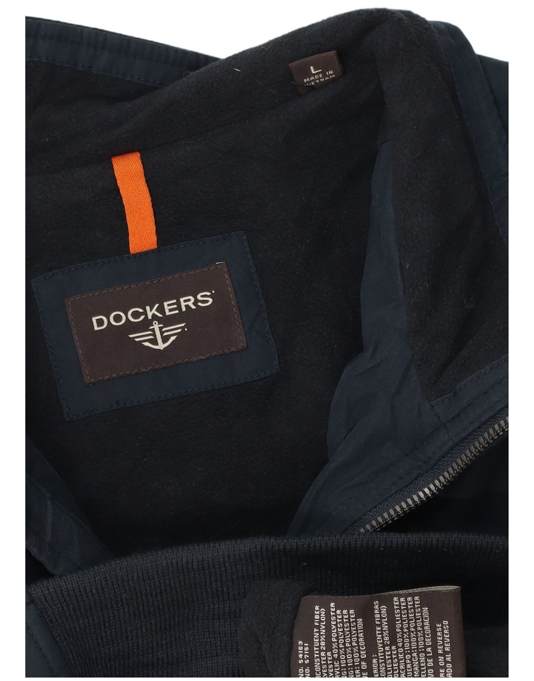 DOCKERS Bomberjakke til mænd UK 40 Large Navy Blue Polyester