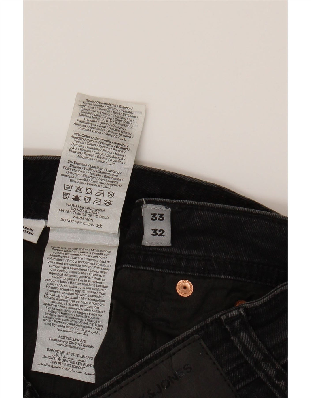 JACK & JONES Mens Distressed Slim Jeans W33 L28 Black Cotton