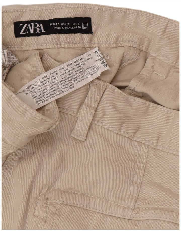 Zara Herre Cargo Shorts EU 40 Medium W31 Beige Bomuld